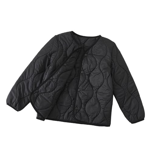 duxyoz Kids Padded Puffer Jacket - Lightweight Quilted Winter Down Coat for Boys Girls,Long Sleeve,2 Pockets,Button Up,Solid Color,Casual Outwear Outdoor 12-13 Years