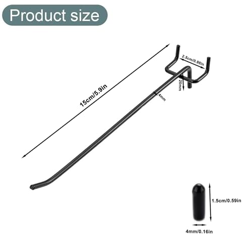 inki 20 Stücke Lochwandhaken Lochwand Haken - Werkzeugwände Haken mit Silikonhülle, Pegboard Metall Hooks, Stecktafel Haken für Verkaufsdisplays, Display Board, Supermarktregale, Regal, Schwarz
