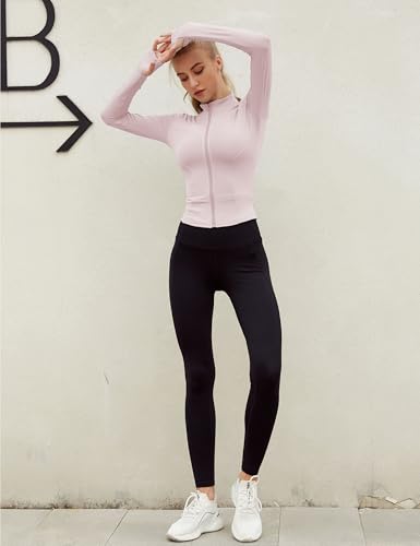Image of Lviefent Womens Lightweight Full Zip Running Track Jacket Workout Slim Fit Yoga Sportwear with Thumb Holes