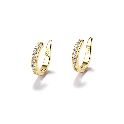 GAUEIOUR Fixura Non-Surgical Ear Corrector Clips Fashionable Copper Diamond Gold Earrings for Prominent Ears | Gently Adjusts Cartilage Without Surgery | Comfortable Perfect for Daily/Work/Party(Gold)