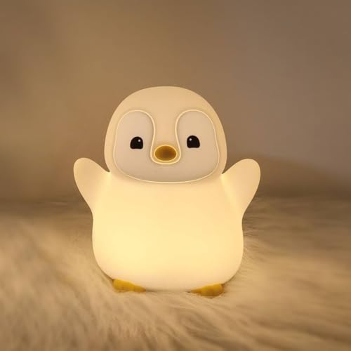 Image of Novelty Soft Penguin Silicone Night Light for Kids Room, Rechargeable Nursery Sleeping Nightlights, 2 Level Lighting Mode Table Lamp for Breastfeeding Toddler Decoration Kids Gifts