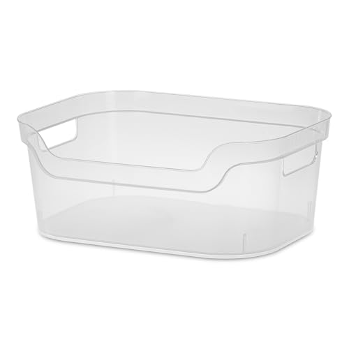 Image of Sterilite 5.25 in. x 9.5 in. x 13 in. Clear Plastic Cube Storage Bin w /Carry Handles, 8-Pack 8 x 13348608
