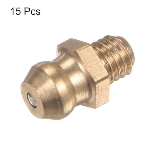 Image of HARFINGTON 15pcs Brass Straight Grease Fitting M5x0.8mm Metric Thread Hydraulic Grease Nipple Accessories for Car