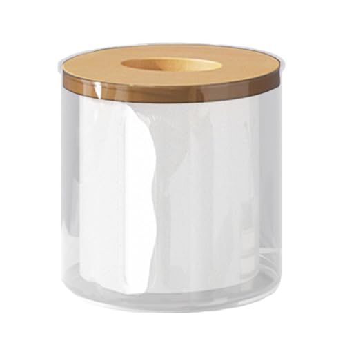 Caja porta papel higiénico, porta papel de baño | Dispensador para cajas de almacenamiento de papel en rollo con ranura lateral para salón, restaurante, cocina, (plata traspare