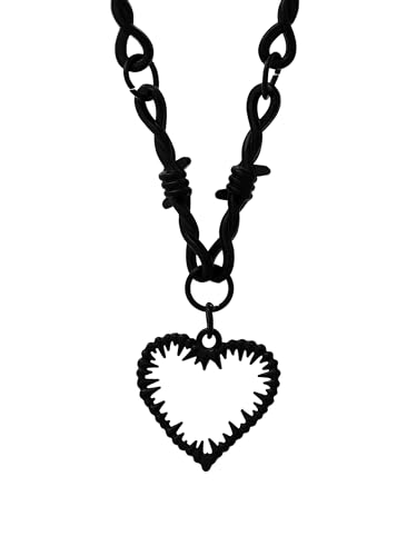 HAQUIL Gothic Barbed Wired Chain Goth Pendant Necklace, Halloween Gothic Punk Grunge Jewelry Gift for Women