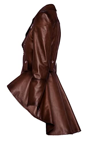 VearFit Alexzender Medusa Black Peplum Fashionable Long Tall Women Coat Blazar Lambskin Leather Jacket For Women2