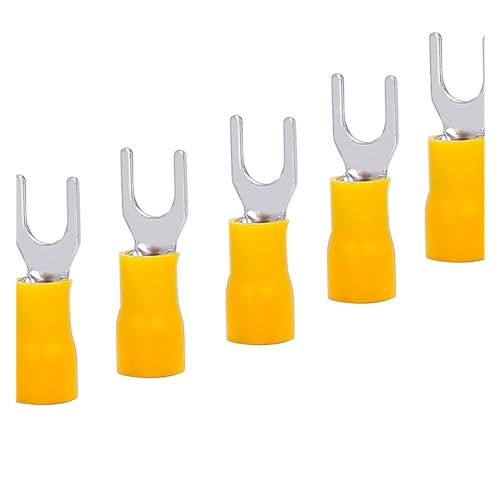 Conector de pala para cable eléctrico y terminal de engarce aislado SV5.5-4 amarillo, kit de 25 uds