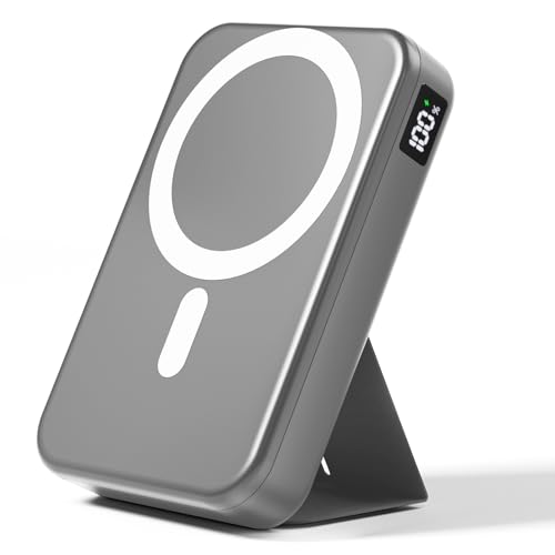 For Magsafe Power Bank, Portable Charger 12000mA, 22.5W Fast Charging Battery Pack with USB-C Input & Output, LED Display for iPhone 16/15/14/13/12 Pro/Pro Max-gery