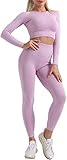 💜 Materiales de alta calidad: la ropa de yoga sin costuras para mujer está hecha de 87% Nylon 13% Spandex. El diseño especial de textura acanalada hace que el material sea cómodo y opaco. Ligero, transpirable, duradero, suave al tacto y se adapta a la piel.