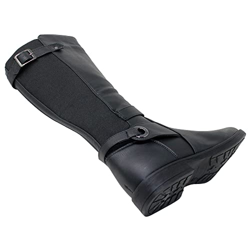 Generation Y Girl's Mid-Calf Knee-High Boots Riding Zip Closure Black Elastics Size 11 #TOP4