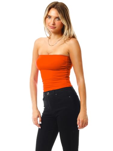 Image of MixMatchy Women's 3 Pack Tube Top Built-in Bra Strapless Ruched Bandeau