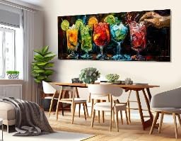 Affiche toile cocktail 50x150cm peinture abstraite pour salon