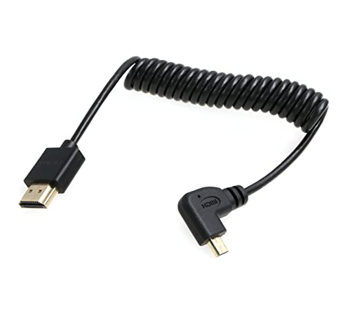 SZRMCC 8K 2.1 Micro HDMI Right Angle to HDMI High Speed Coiled Cable for GoPro Hero 3/4 Canon EOS M5 Sony A6000 A7III RX10 Nikon B500 Z6 Raspberry Pi 4 Atomos Ninja 2 Monitor - Image 2