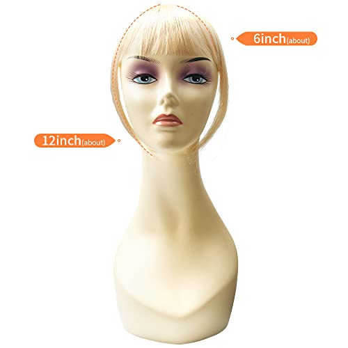 Dsoar Clip in Bangs Real Human Hair Bangs Fringe Hair Hair Extensions Flat Bangs with Temples, Blonde Color - Image 2