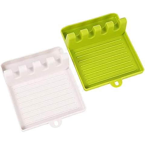 auons Kitchen Utensil Rest, Hanging Design Cooking Spoon Holder For Stove Top,Multifunction Kitchen Spatula Rack, Utensil Rest - 2 Pack (White & Green) Cover