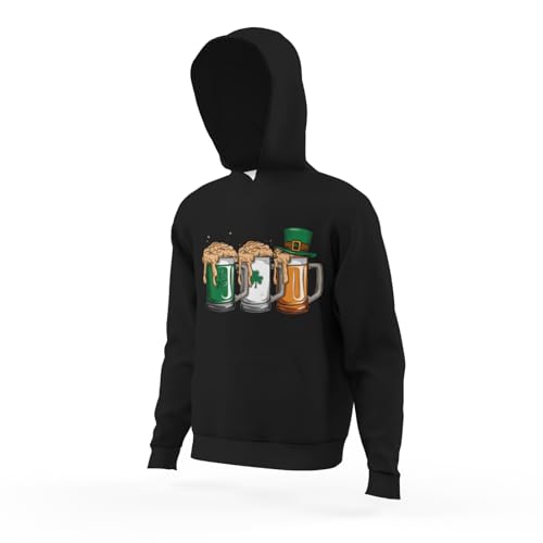 Kids Retro Irish Beer Ireland Flag St Patricks Day Boys Girls Lightweight Kangaroo Pocket Hoodies4