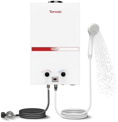 TOPWISH Propane Water Heater, 10L Portable Tankless Outdoor Water...