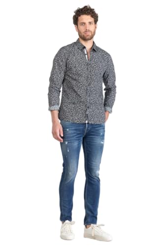 Le Temps des Cerises Fibor Hemd mit Blumenmuster, Schwarz und Weiß, blau, M