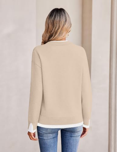 Zeagoo Womens Sweaters Crewneck Long Sleeve Pullover Tops Apricot - image 5