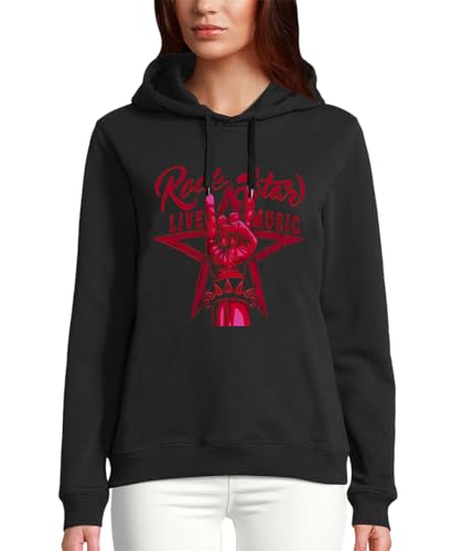 Sweat à capuche rock star signe des cornes : le style rock sans froid