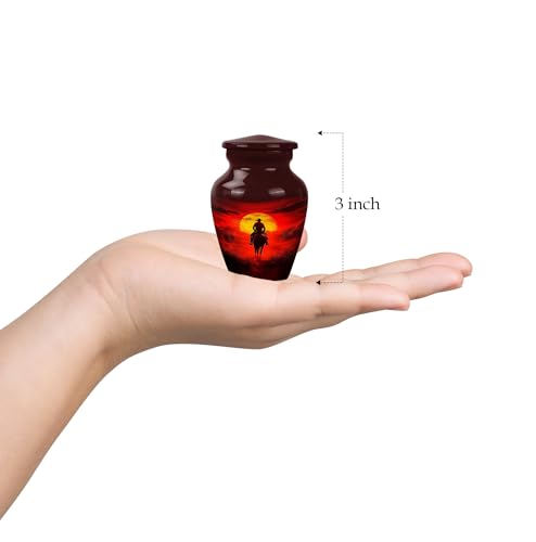 Image of Cowboy Cremation Urn - Small Urn for Human Ashes Keepsake - Urn for Ashes Adult Male - Urn for Human Ashes - Tiny Urns for Human Ashes - Cremation Urns for Human Ashes - Size 3 Inch, Pack of 4