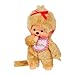 Monchhichi Sekiguchi Beige Girl with Bib - Red/White