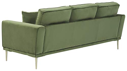 Signature Design By Ashley Macleary Modern Velvet Glam Sofa With Brass Metal Legs, Green #TOP4