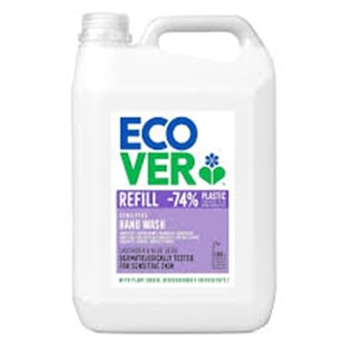Ecover Handseife Lavendel & Aloe Vera, biologisch abbaubare Seife mit pflanzenbasierten Inhaltsstoffen, Flüssigseife 5L für empfindliche Haut, Veganer-freundliche Formel, 5 l