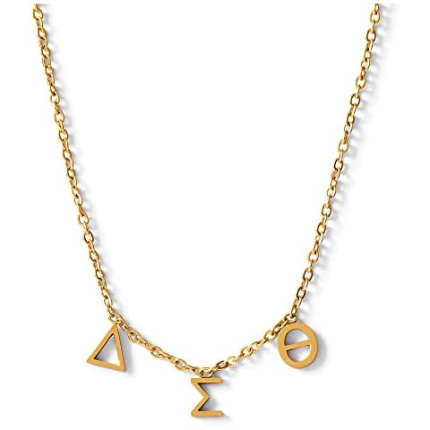 Sorority Shop Delta Sigma Theta Necklace — DST Name Necklace, 18K Gold Plated Sorority Gifts Necklace, Long-Lasting Delta Sigma Theta Gifts for Women Cover