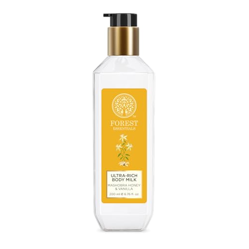 Image of Forest Essentials Ultra-Rich Body Milk Mashobra Honey & Vanilla| Natural Moisturizing Body Lotion For Instant Hydration | Ayurvedic Body Moisturizer, Paraben Free| For Women & Men | 200 ml