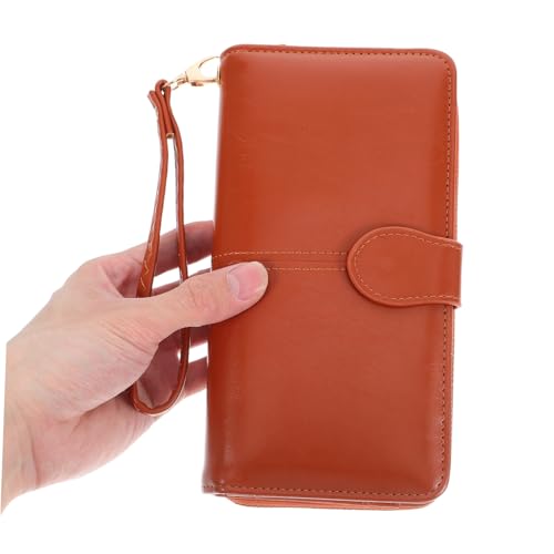 KESYOO 1pc Female Pu Leather Zipper Wallet Stylish Purse Buckle Closure for Credit and Id Cards for Home Outdoor Use Brown4