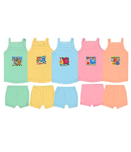 Bliss Park Boost Baby Infant's Solid Multicolor Sleeveless Combo Set (Pack of 5)