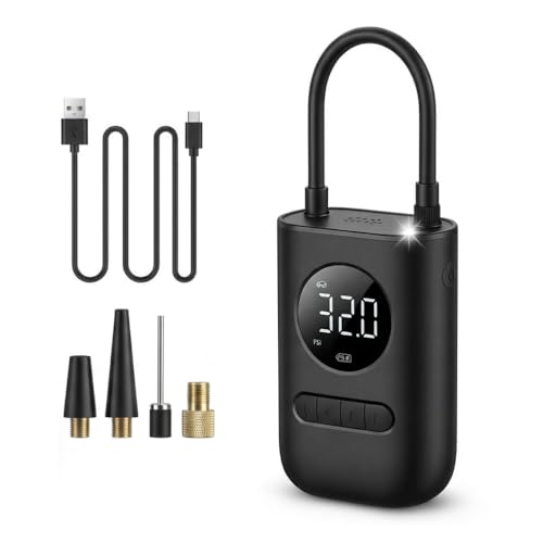 Compressor Elétrico Bomba de Ar Portátil Digital Sem Fio 150 PSI Premium com lanterna LED – Inflador Compacto para Pneus, Piscina Infláveis, Motos, Bolas, e Bicicletas