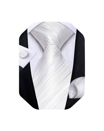 Image of DiBanGu Extra Long Tie for Men 63 inch XL Silk Necktie Set | Pocket Square and Cufflinks, Big and Tall, Jacquard Woven, Gift Box, Paisley /Plaid /Solid /Striped, for Weddinng Party Business