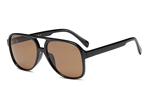 Vintage Retro 70s Sunglasses for Women Men Classic Large Squared Aviator Frame UV400 Trendy Orange Glasses