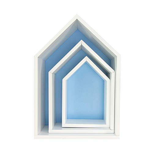 Puckdaddy Hausregal Elise in Blau, 3er-Set – dekorative Regale im Haus-Design, Kinderzimmer-Regal Puckdaddy Hausregal Elise in Blau, 3er-Set – dekorative Regale im Haus-Design, Kinderzimmer-Regal