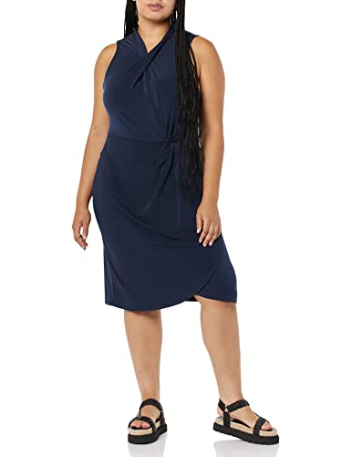 Image of Amazon Essentials Women's Sleeveless Faux Wrap Dress with Crossover Twist Neck