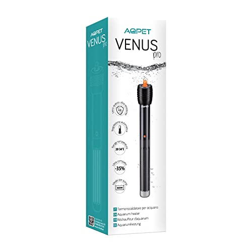 AQPET Venus PRO Riscaldatore per Acquario Modello Ultra Compatto Ideale per Spazi Ridotti, 300 watt Lunghezza 24 cm