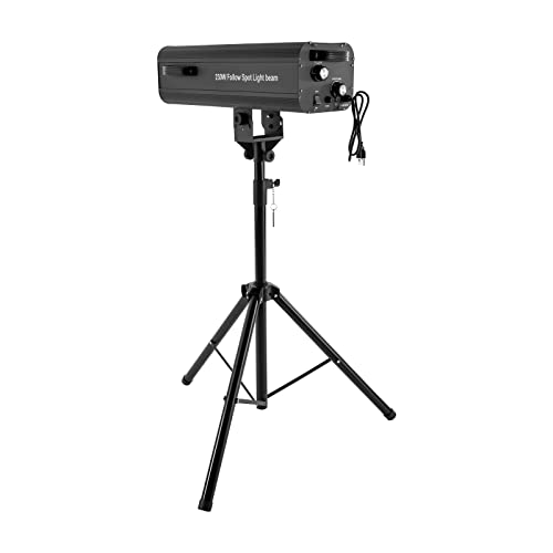 230W Stage Spotlight, Spotlight Follow Spot Light Manual Control Stage Light Adjustable Aperture DJ Wash Light w/Stand, Professional Performance Lights for Event Production