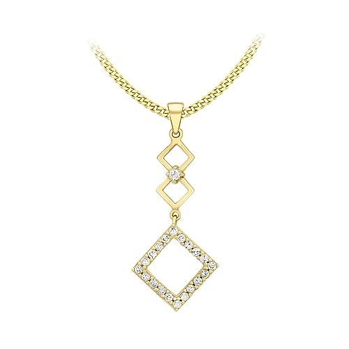 Carissima Gold Women's 9 ct Gold Cubic Zirconia Three Squares Dro...