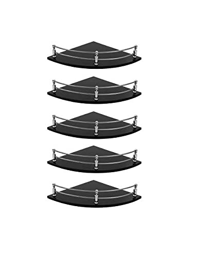 AMPEX Black Glass Corner Shelf for Bathroom and Kitchen Shelf Bathroom Accessories | Kitchen Shelves | Wall Shelf | Storage Shelf | Glass Shelves - 7.5 X 7.5 Inches - Black (Pack of 5) (B09DGP5DQ1) Amazon Price History, Amazon Price Tracker