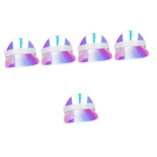 Chapeau de paille enfants rose en PVC avec visière pare-soleil irisé