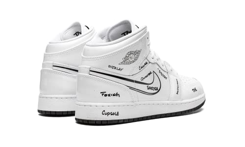 Jordan Youth 1 Mid GS DQ1864 100 Schematic - Size 7Y White/Black2