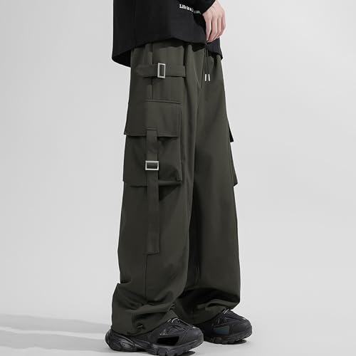 XYXIONGMAO Men's Black Multi-Pocket Sweatpants Streetwear Pleated Techwear Joggers Overalls Casual Hip Hop Loose Cargo Pants4