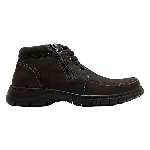 Bota Coturno Masculina Anatomic Gel Confort Com Zíper Lateral Couro Floater Mustang Brown 7981 Café