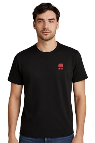G-STAR RAW Men's Graphic Logo T-Shirt – Dazzle Exclusive DK Black/Acid RED | Slim Fit Cotton Tee with Logo | Lightweight SS