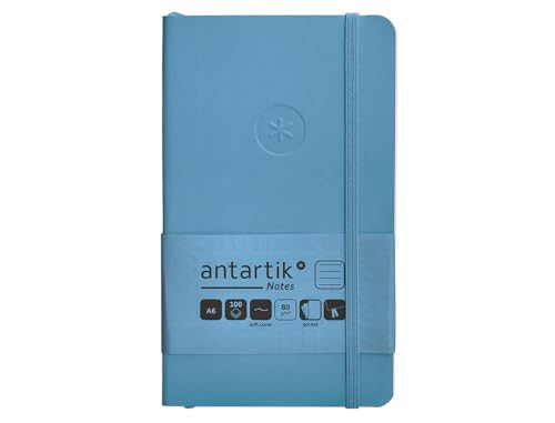Antartik CUADERNO CON GOMILLA NOTES TAPA BLANDA A6 RAYAS AZUL CLARO 100 HOJAS 80 GR FSC