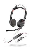 Poly Blackwire 5220 schnurgebundenes Headset, Flexibler Mikrofonarm mit Noise Cancelling, Ergonomisches Design, Verbindung mit PC/Mobilgeräten über USB-C, USB-A oder 3,5 mm, Teams/Zoom kompatibel