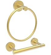 RARXTR Gold Toilet Paper Holder & Towel Ring SUS304 Stainless Steel 2pc Bathroom Hardware Set wit...