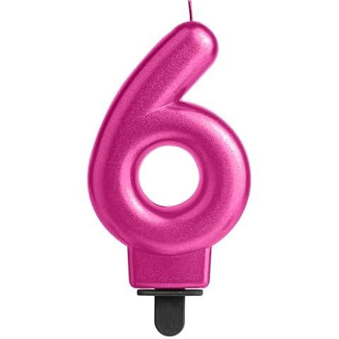Zi Lan 6th Birthday Candles, Rose Pink Birthday Number 6 Candle for Cake Topper Happy Birthday Party Decorations Wedding Anniversary Celebration Supplies Cover